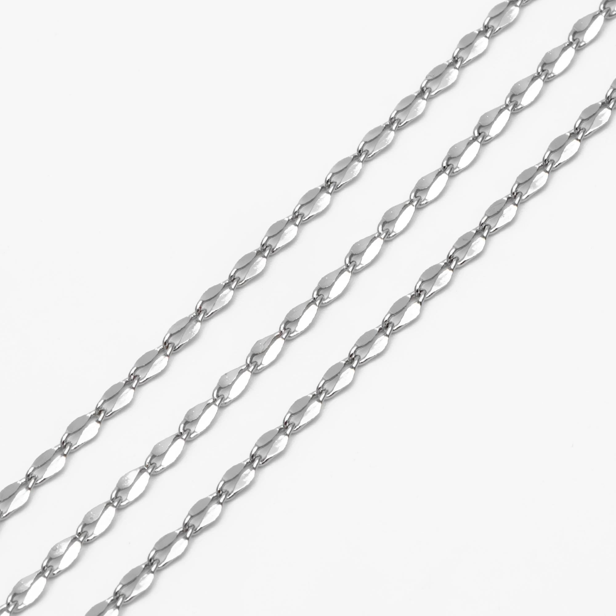 Gold/ Rhodium plated Brass Double Bar Linked Chains 2mm, Color Color Not Easily Tarnish (#LK-178)/ 1 Meter=3.3 ft