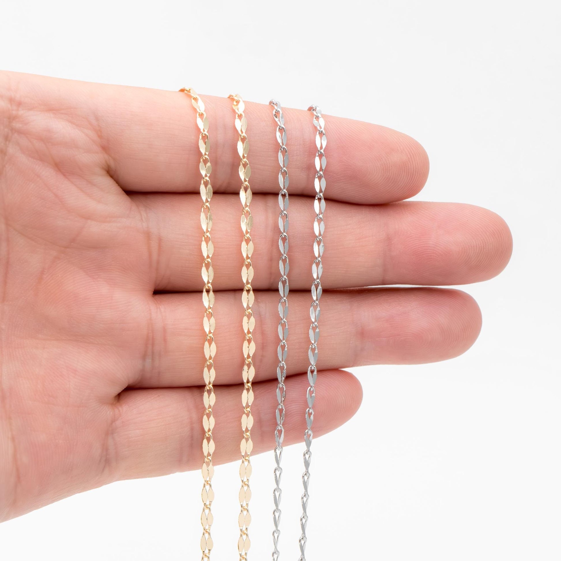 Gold/ Rhodium plated Brass Double Bar Linked Chains 2mm, Color Color Not Easily Tarnish (#LK-178)/ 1 Meter=3.3 ft