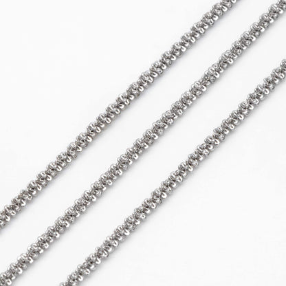 Gold/ Silver tone Specialty Chains 2.2mm, Gold/ Rhodium plated Brass, DIY Necklace Chain Wholesale (#LK-228)/ 1 Meter=3.3 ft