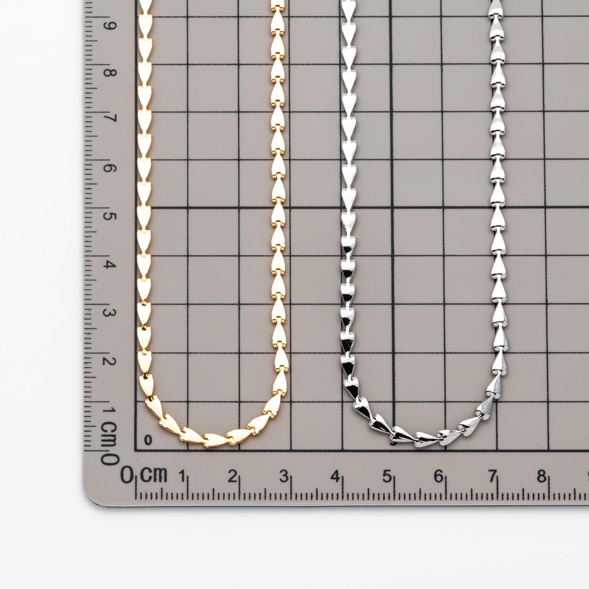 Gold/ Silver Tone Triangle Chain 3mm, Gold/ Rhodium plated Brass Arrow Chain, Quality Chain for DIY Jewelry (#LK-239)/ 1 Meter=3.3 ft