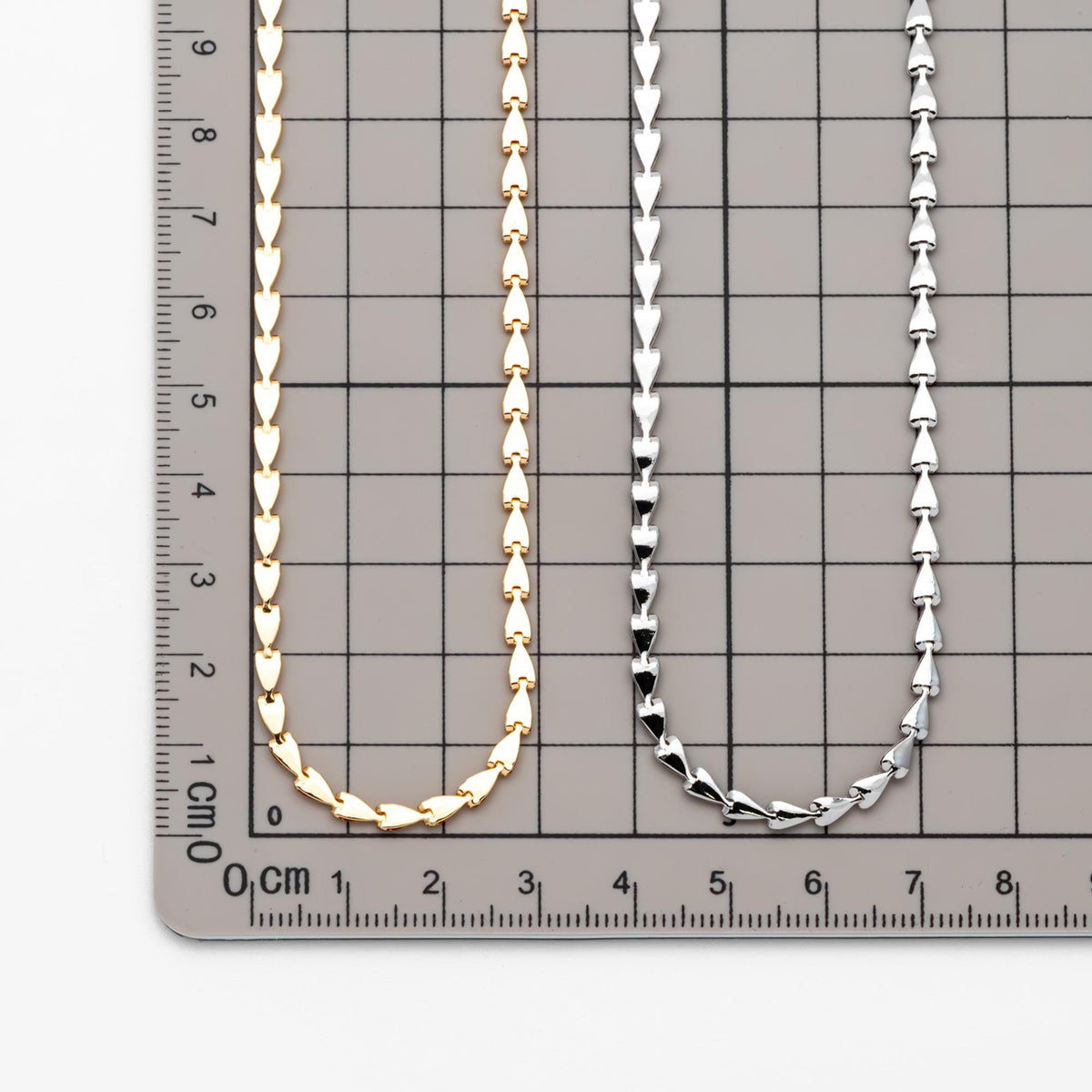 Gold/ Silver Tone Triangle Chain 3mm, Gold/ Rhodium plated Brass Arrow Chain, Quality Chain for DIY Jewelry (#LK-239)/ 1 Meter=3.3 ft