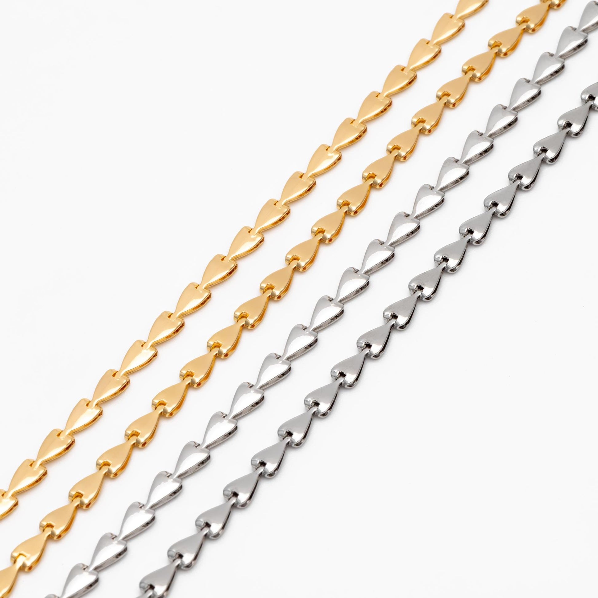Gold/ Silver Tone Triangle Chain 3mm, Gold/ Rhodium plated Brass Arrow Chain, Quality Chain for DIY Jewelry (#LK-239)/ 1 Meter=3.3 ft