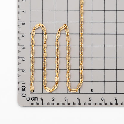 Double Bar Linked Chains 3.5mm, 18K Gold plated Brass Chain Wholesale (#LK-284)/ 1 Meter=3.3 ft