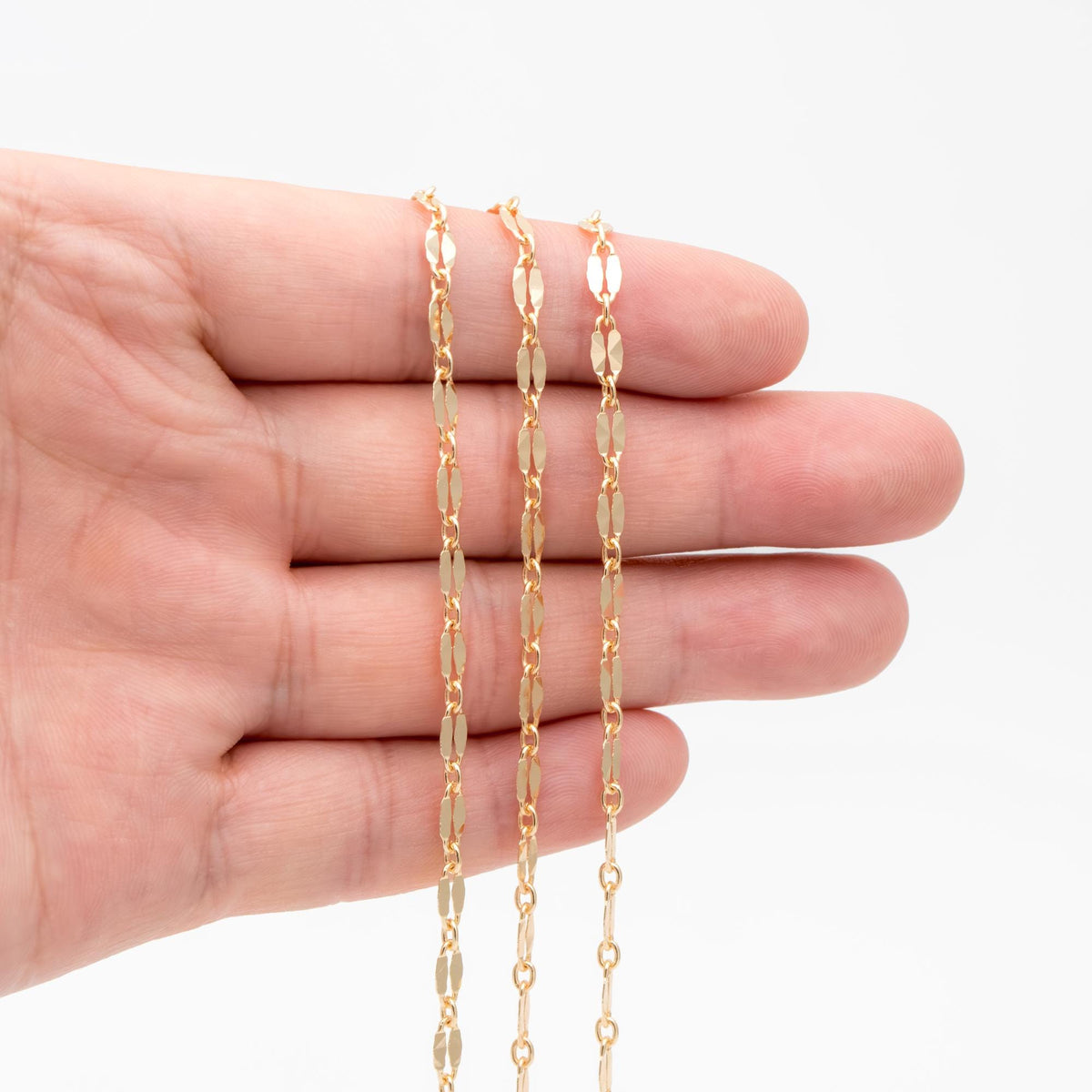Double Bar Linked Chains 3.5mm, 18K Gold plated Brass Chain Wholesale (#LK-284)/ 1 Meter=3.3 ft