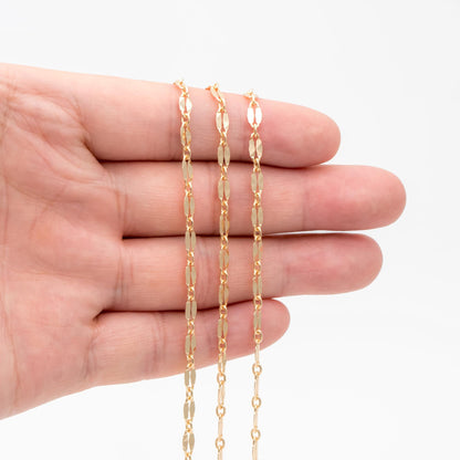 Double Bar Linked Chains 3.5mm, 18K Gold plated Brass Chain Wholesale (#LK-284)/ 1 Meter=3.3 ft