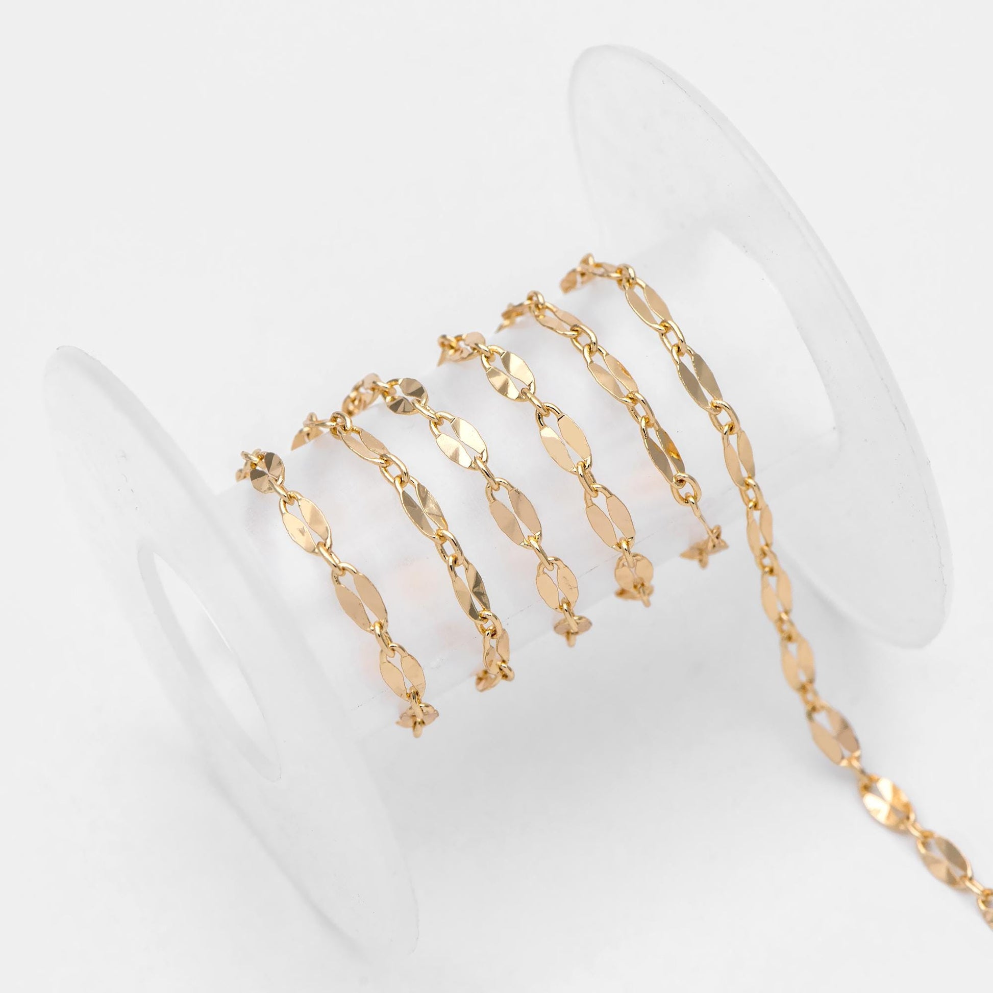 Double Bar Linked Chains 3.3mm, 18K Gold plated Brass Chain Wholesale (#LK-284)/ 1 Meter=3.3 ft