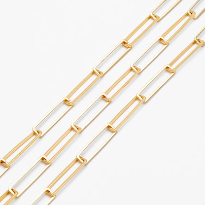 Gold plated Brass Chain, Rectangle Link Chain for Necklace, Jewelry Making Supply 6x22mm (#LK-405)/ 1 Meter=3.3 ft