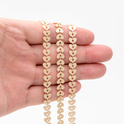 Gold plated Brass Stardust Heart Chain 7mm, Decorative Chain, Designer Chain (#LK-422)/ 1 Meter=3.3ft