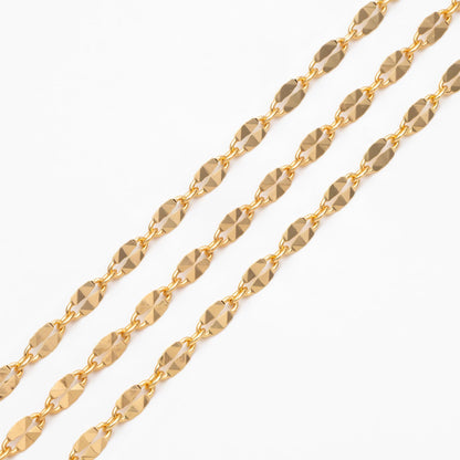 Double Bar Linked Chains 3.3mm, 18K Gold plated Brass Chain Wholesale (#LK-284)/ 1 Meter=3.3 ft