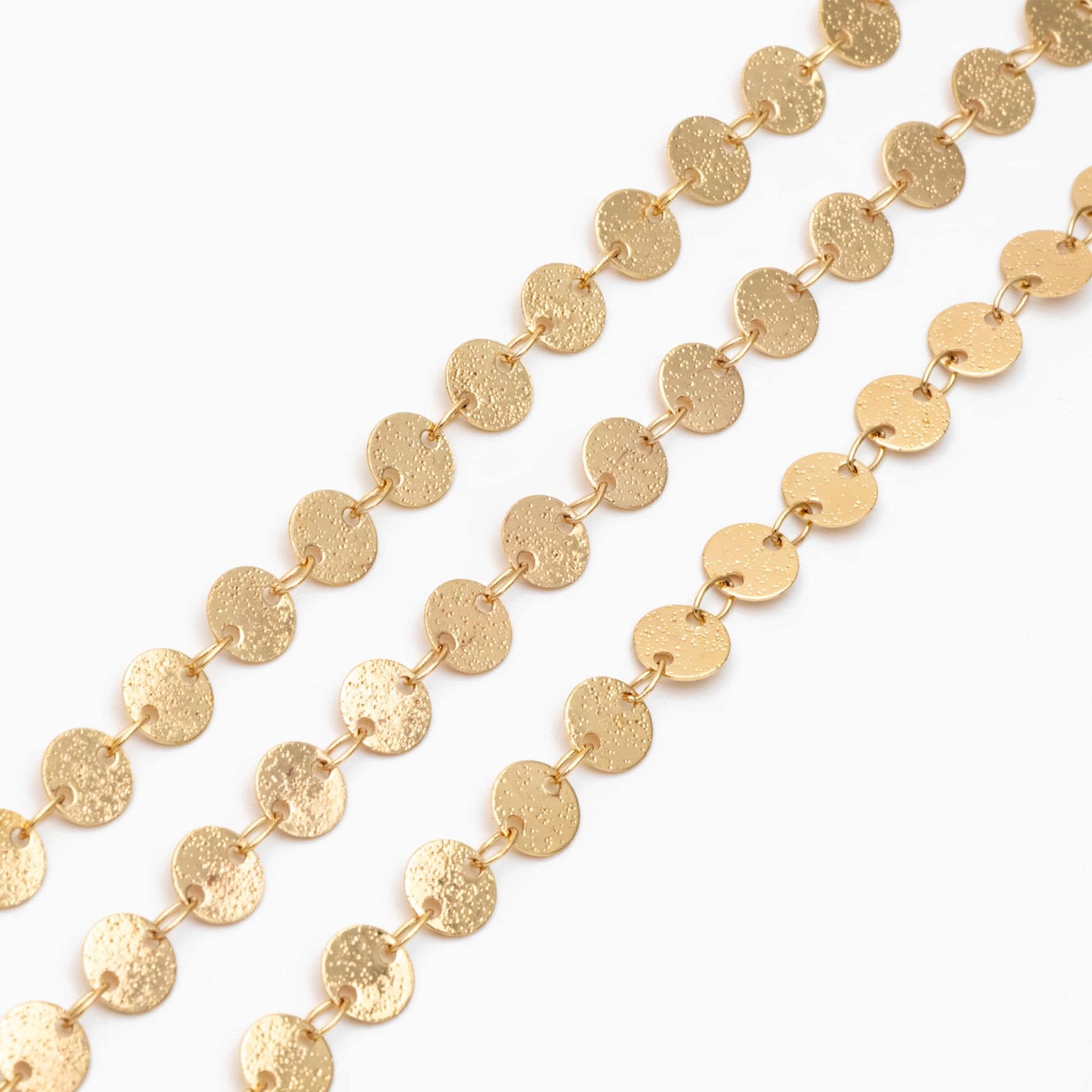 Gold Round Disc Chains 6mm, Handmade Disk Geometric Chain (#LK-318)/ 1 Meter=3.3 feet