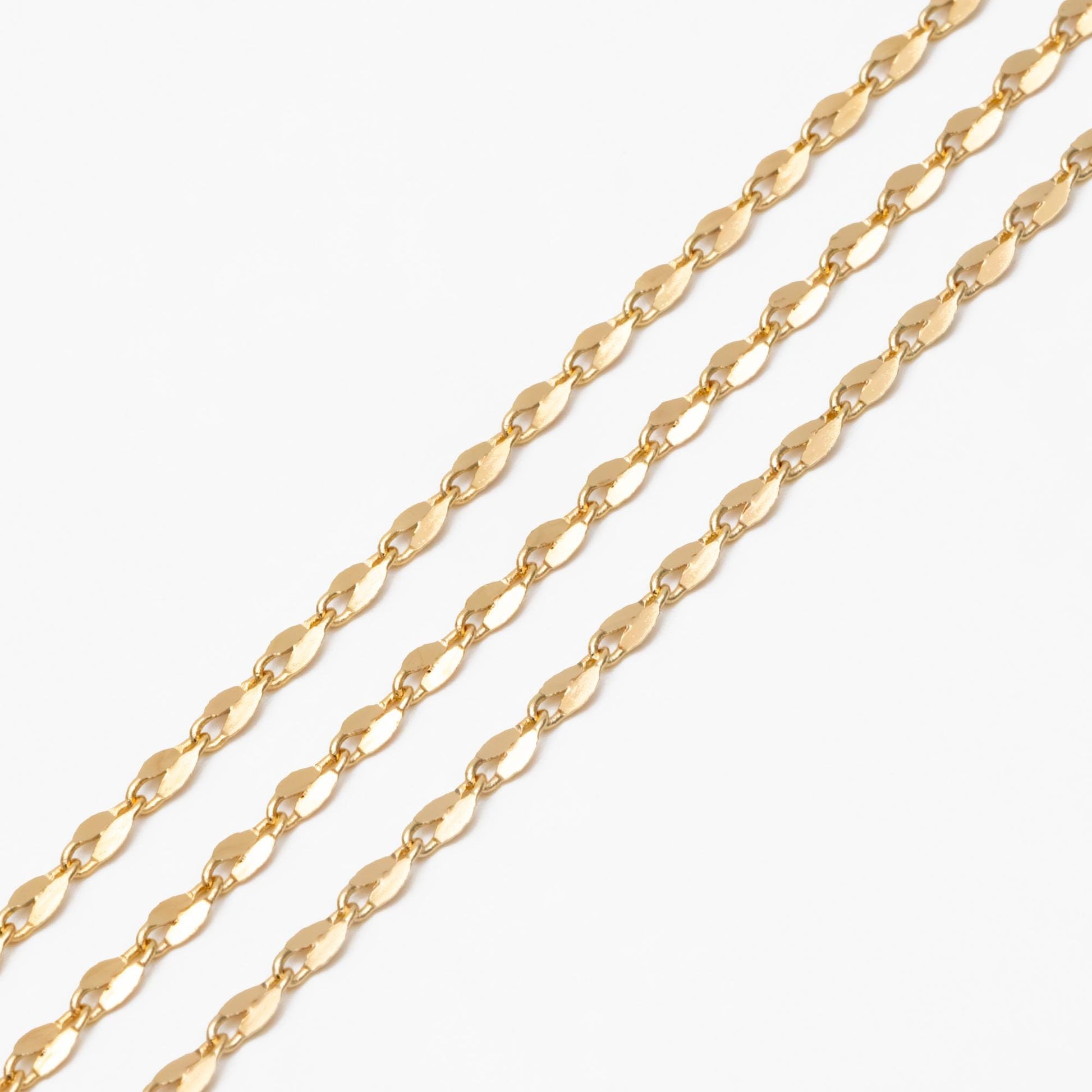 Gold/ Rhodium plated Brass Double Bar Linked Chains 2mm, Color Color Not Easily Tarnish (#LK-178)/ 1 Meter=3.3 ft