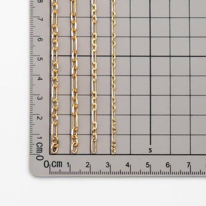 Gold Oval Link Chains 2.2/ 3.2/ 3.6mm, 18K Gold plated Brass, Color Not Easily Tarnish (#LK-275)/ 1 Meter=3.3 ft