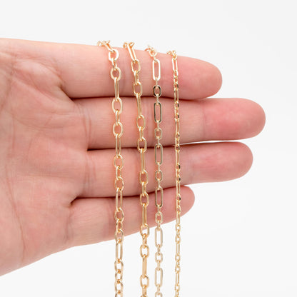 Gold Oval Link Chains 2.2/ 3.2/ 3.6mm, 18K Gold plated Brass, Color Not Easily Tarnish (#LK-275)/ 1 Meter=3.3 ft