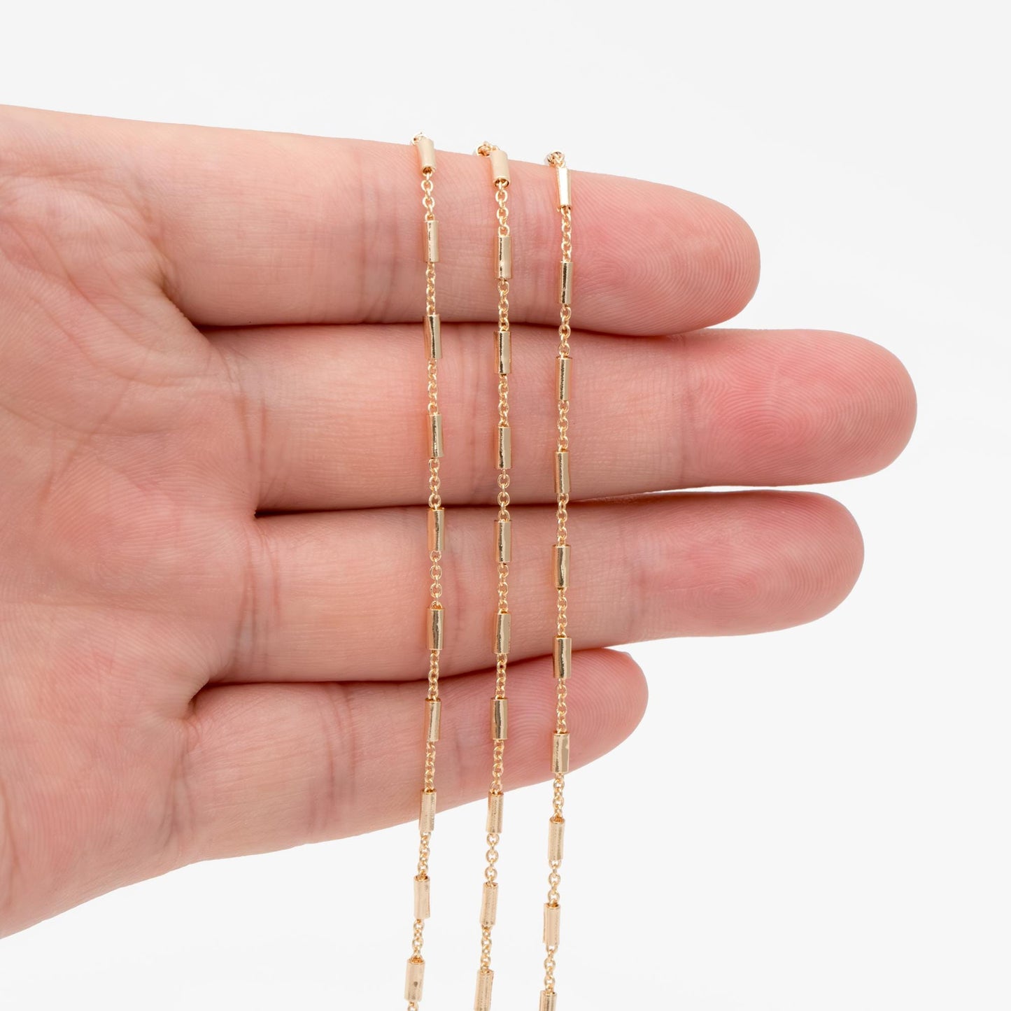 Gold plated Brass Tube Chains 2mm, DIY Bar Chain Wholesale, Stick Link Chain Findings (#LK-280)/ 1 Meter=3.3 ft