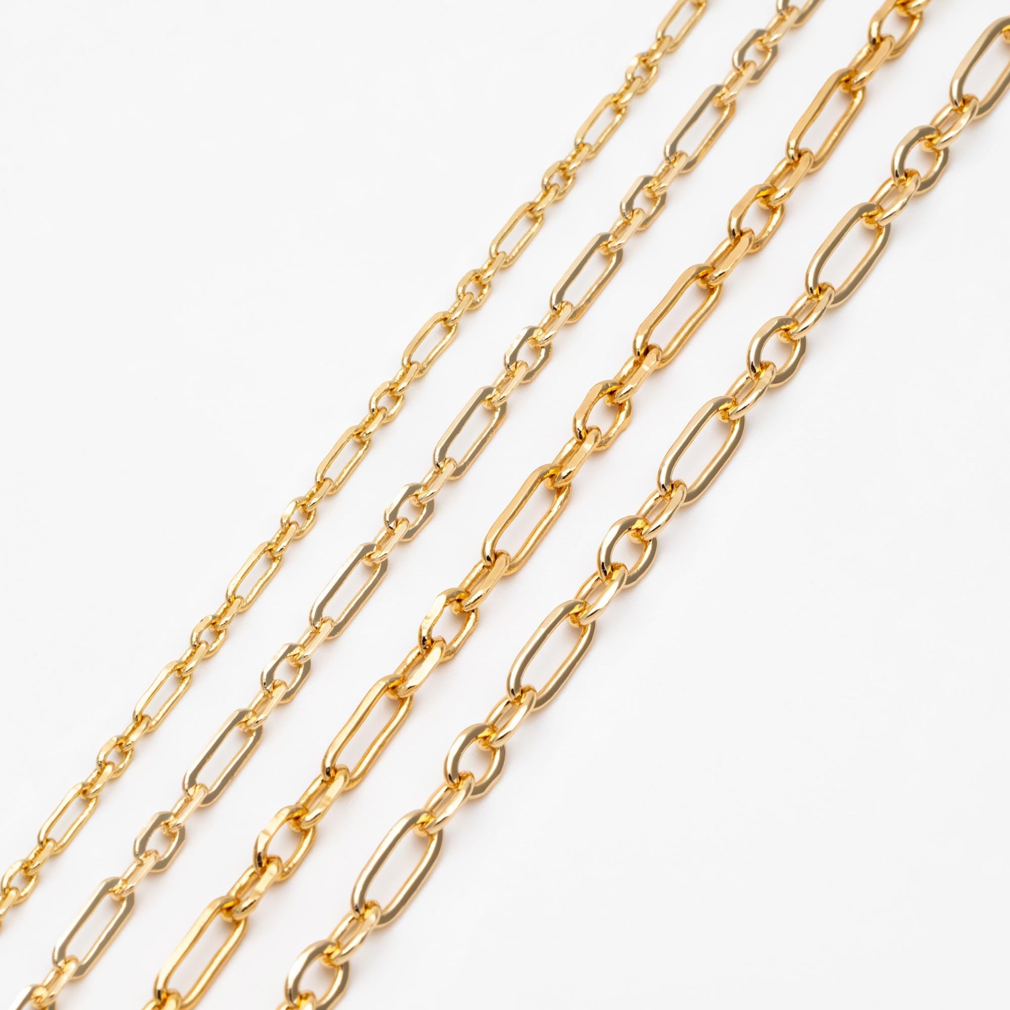 Gold Oval Link Chains 2.2/ 3.2/ 3.6mm, 18K Gold plated Brass, Color Not Easily Tarnish (#LK-275)/ 1 Meter=3.3 ft