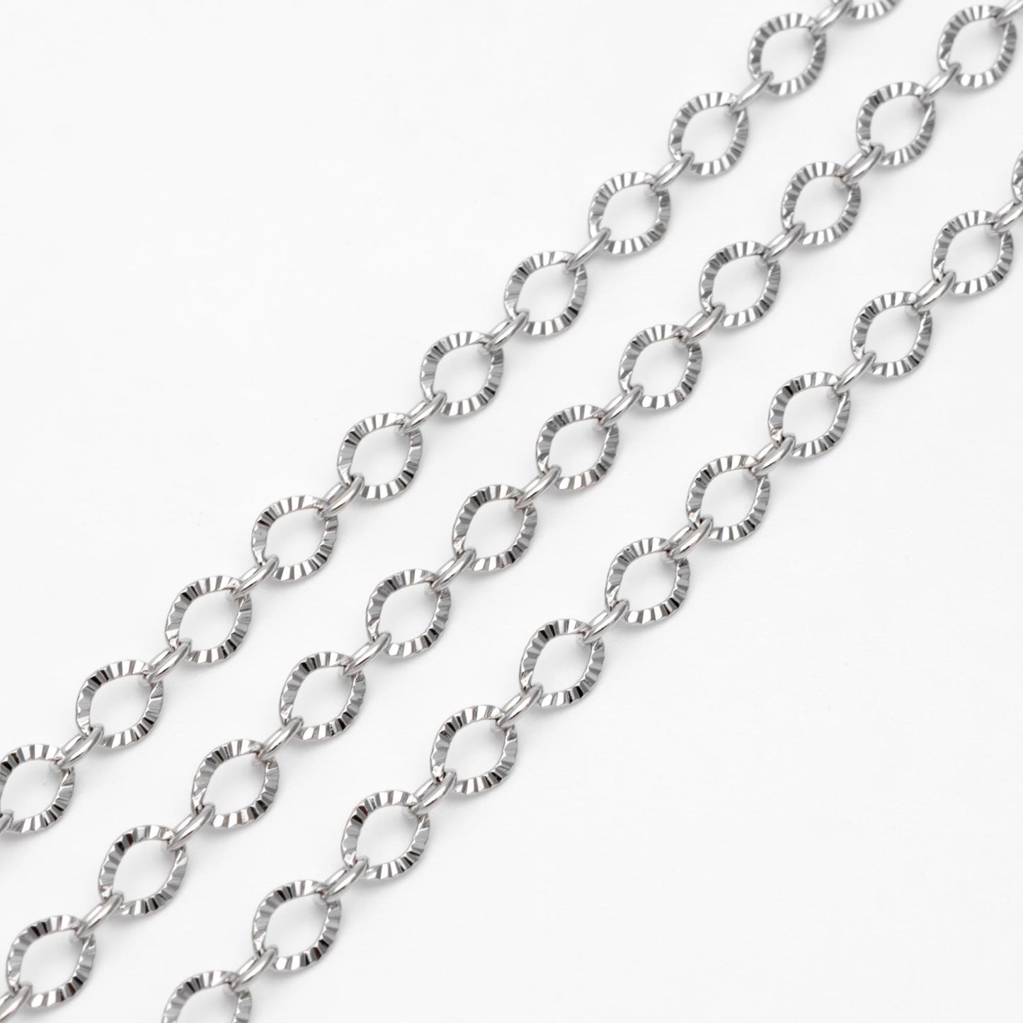 Gold/ Silver tone Flat Oval Cable Chains 4mm, 18K Gold/ Rhodium plated on Brass, Craft DIY Jewelry Chain Wholesale (#LK-238)/ 1 Meter=3.3 ft