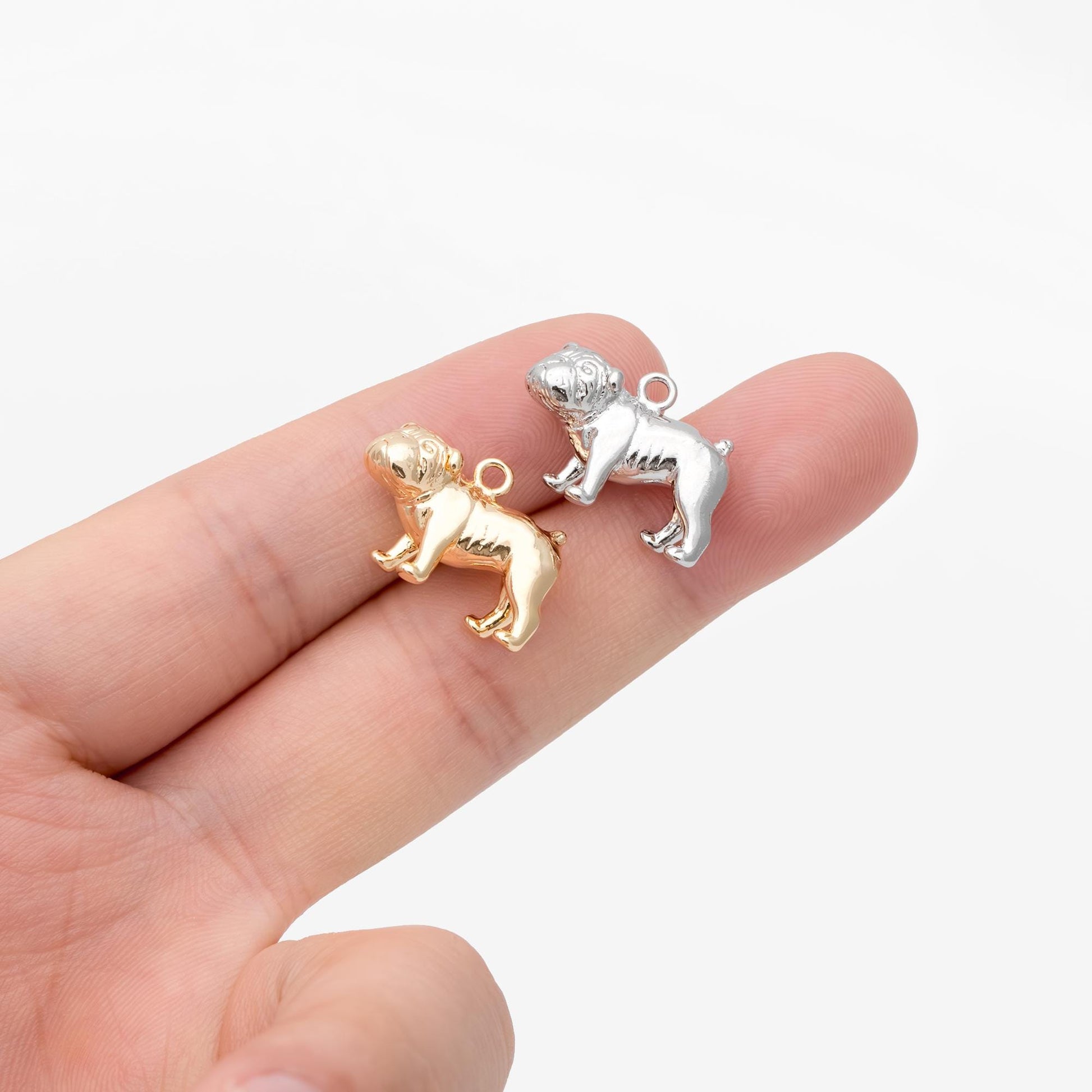 4pcs Gold/ Silver Tone 3D Dog Charm, Jewelry Making, Diy Material, Jewelry Supplies (GB-4663)