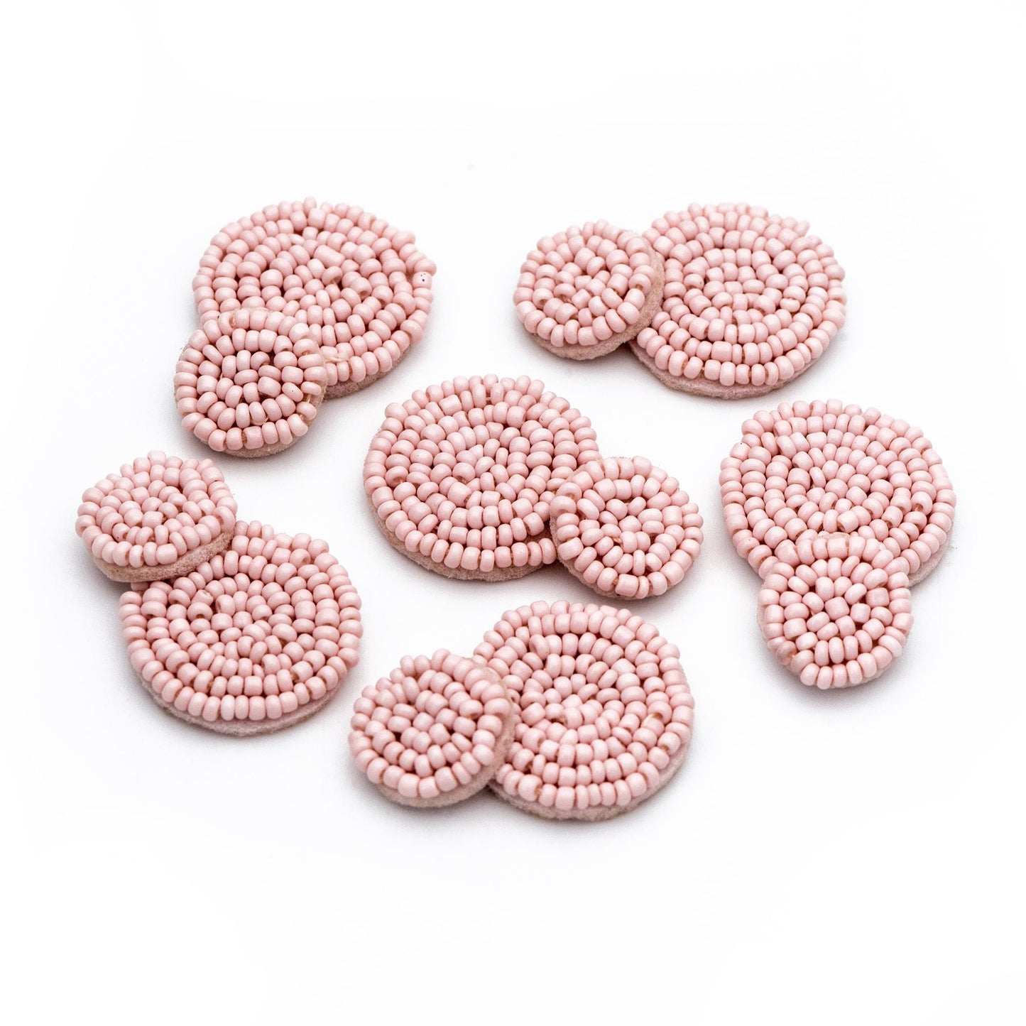 4pcs Glass Seed Beads Round Pendants 36mm, Flat Back, Beaded Hair Accessories, DIY Earring Components, (FB-052)