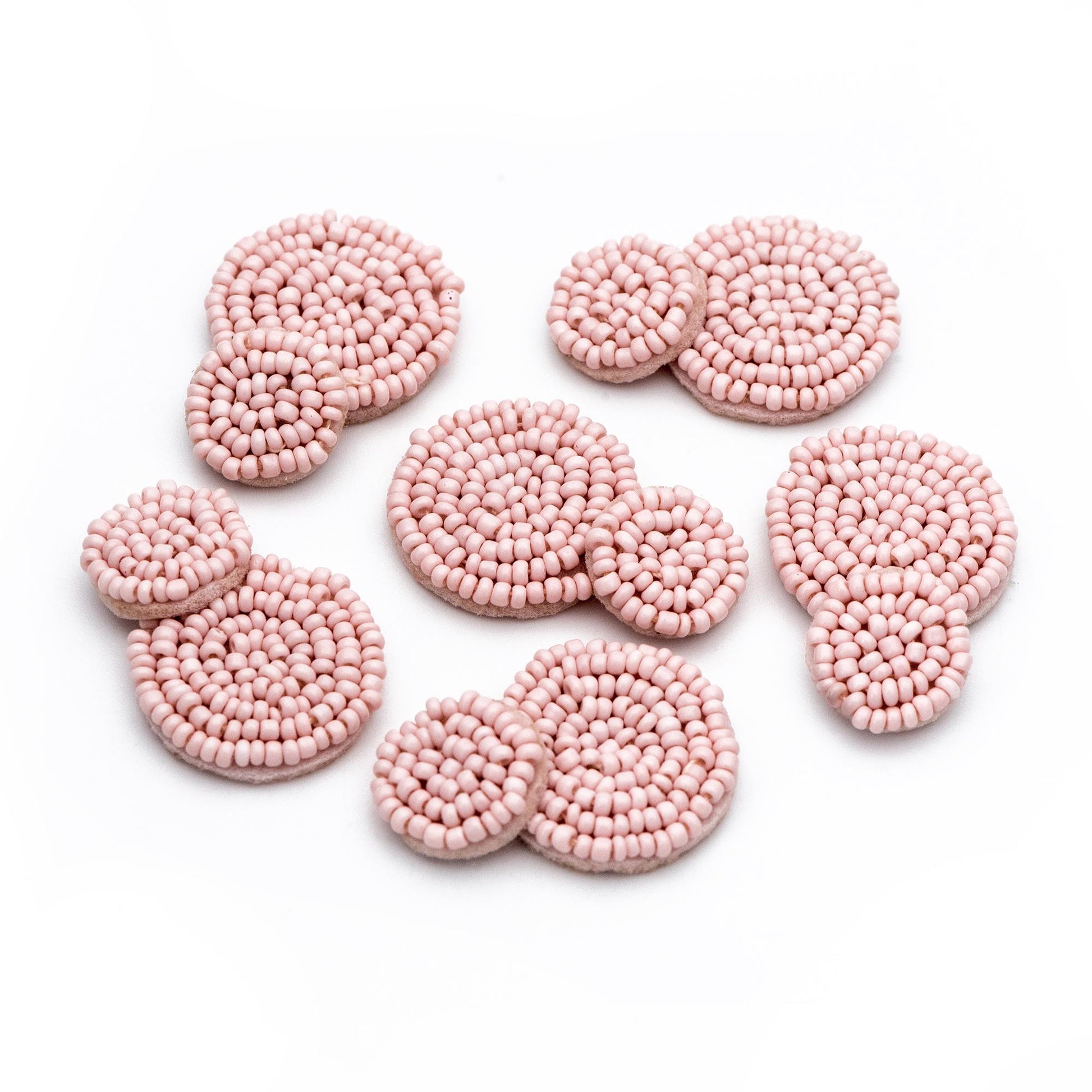 4pcs Glass Seed Beads Round Pendants 36mm, Flat Back, Beaded Hair Accessories, DIY Earring Components, (FB-052)