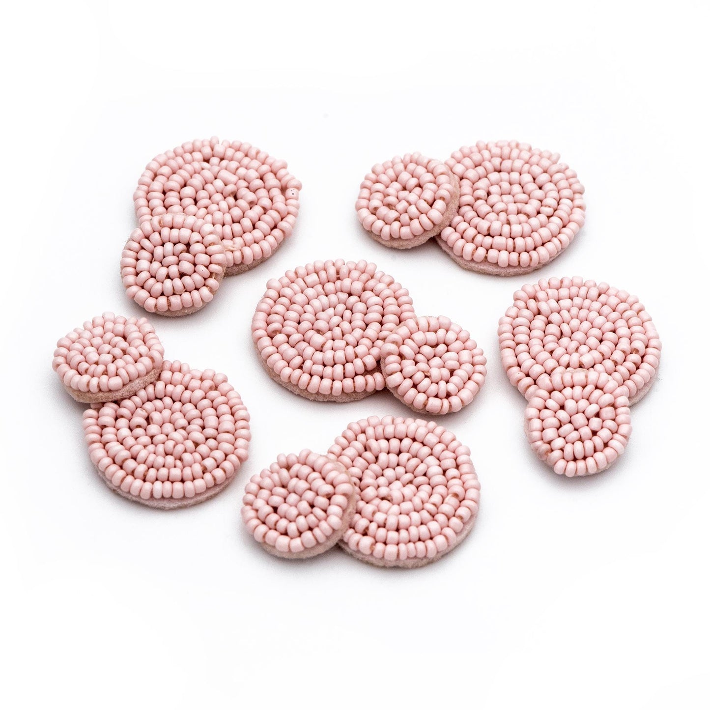 4pcs Glass Seed Beads Round Pendants 36mm, Flat Back, Beaded Hair Accessories, DIY Earring Components, (FB-052)