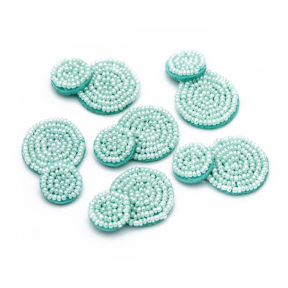 4pcs Glass Seed Beads Round Pendants 36mm, Flat Back, Beaded Hair Accessories, DIY Earring Components, (FB-052)