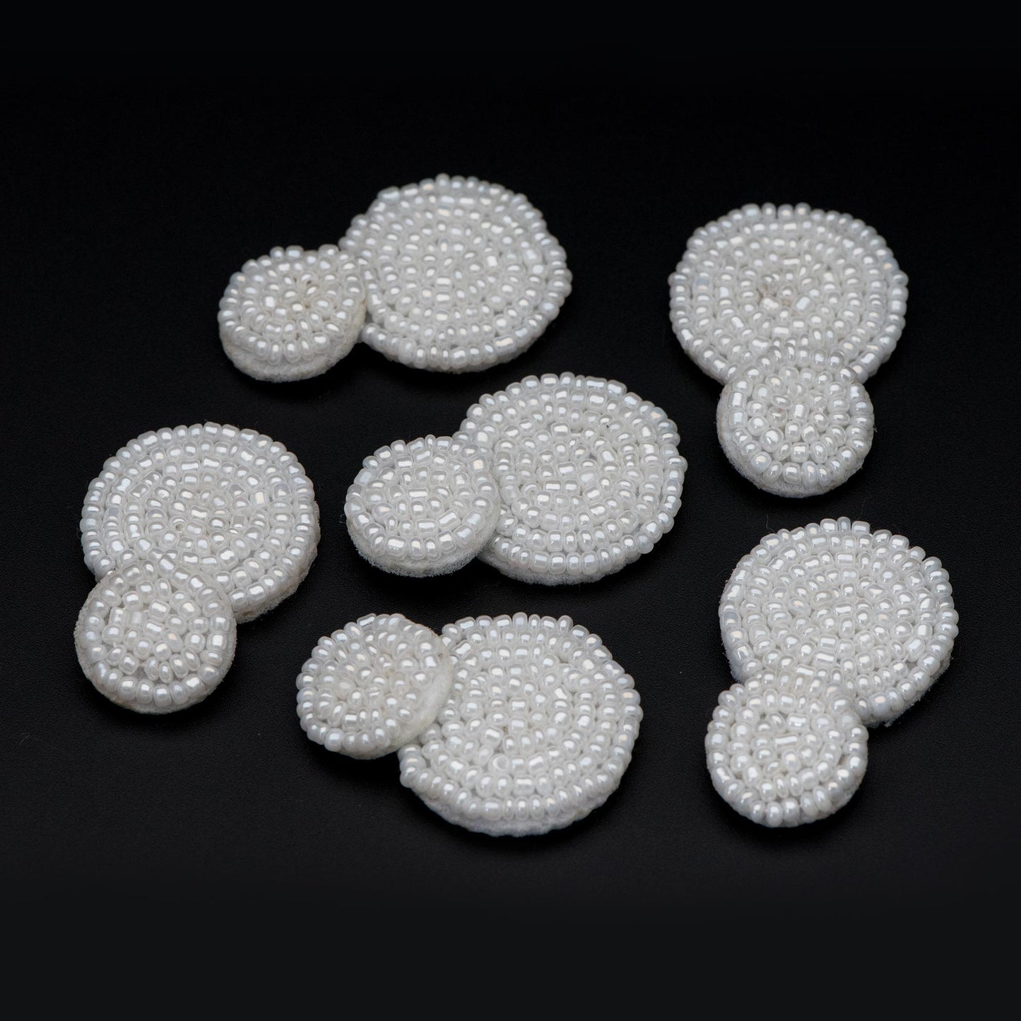4pcs Glass Seed Beads Round Pendants 36mm, Flat Back, Beaded Hair Accessories, DIY Earring Components, (FB-052)