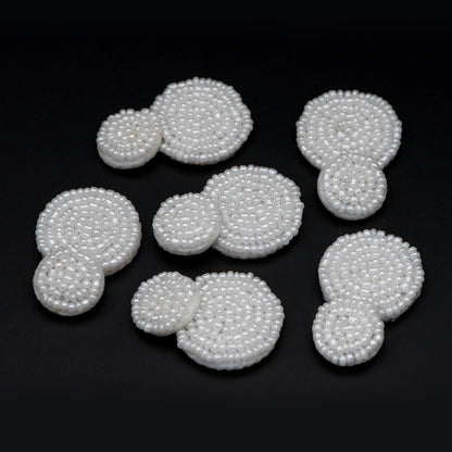 4pcs Glass Seed Beads Round Pendants 36mm, Flat Back, Beaded Hair Accessories, DIY Earring Components, (FB-052)