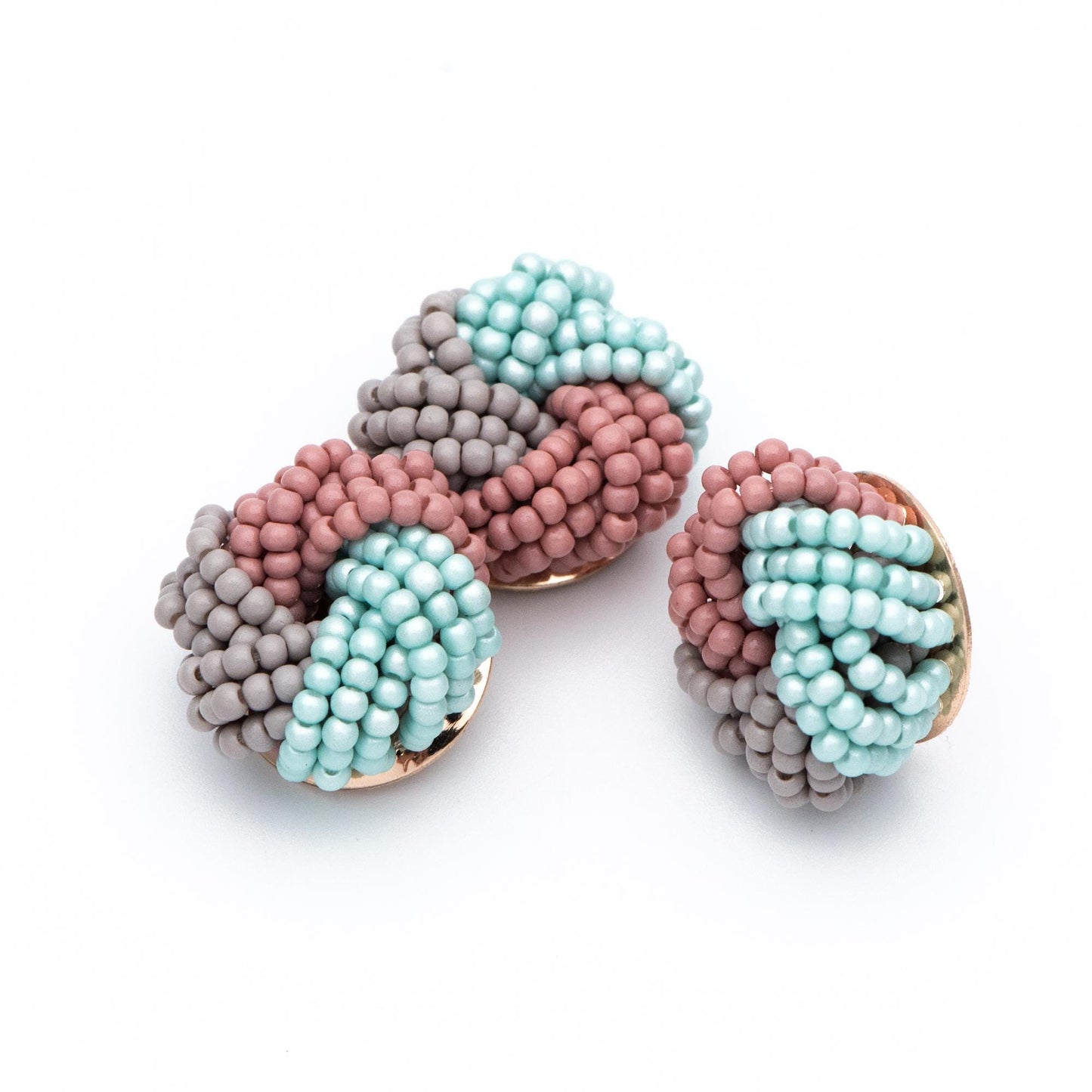 4pcs Glass Seed Beads Cluster 19x9mm, Handmade Beaded Flower Cabochons, Faux Pearl（FB-053)