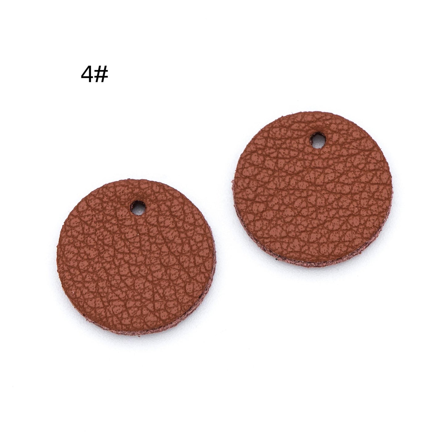 10pcs Genuine Leather Round Charms 15mm, Flat Coin Disc Geometric Pendants, DIY Components for Earrings, (FB-062)