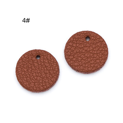 10pcs Genuine Leather Round Charms 15mm, Flat Coin Disc Geometric Pendants, DIY Components for Earrings, (FB-062)