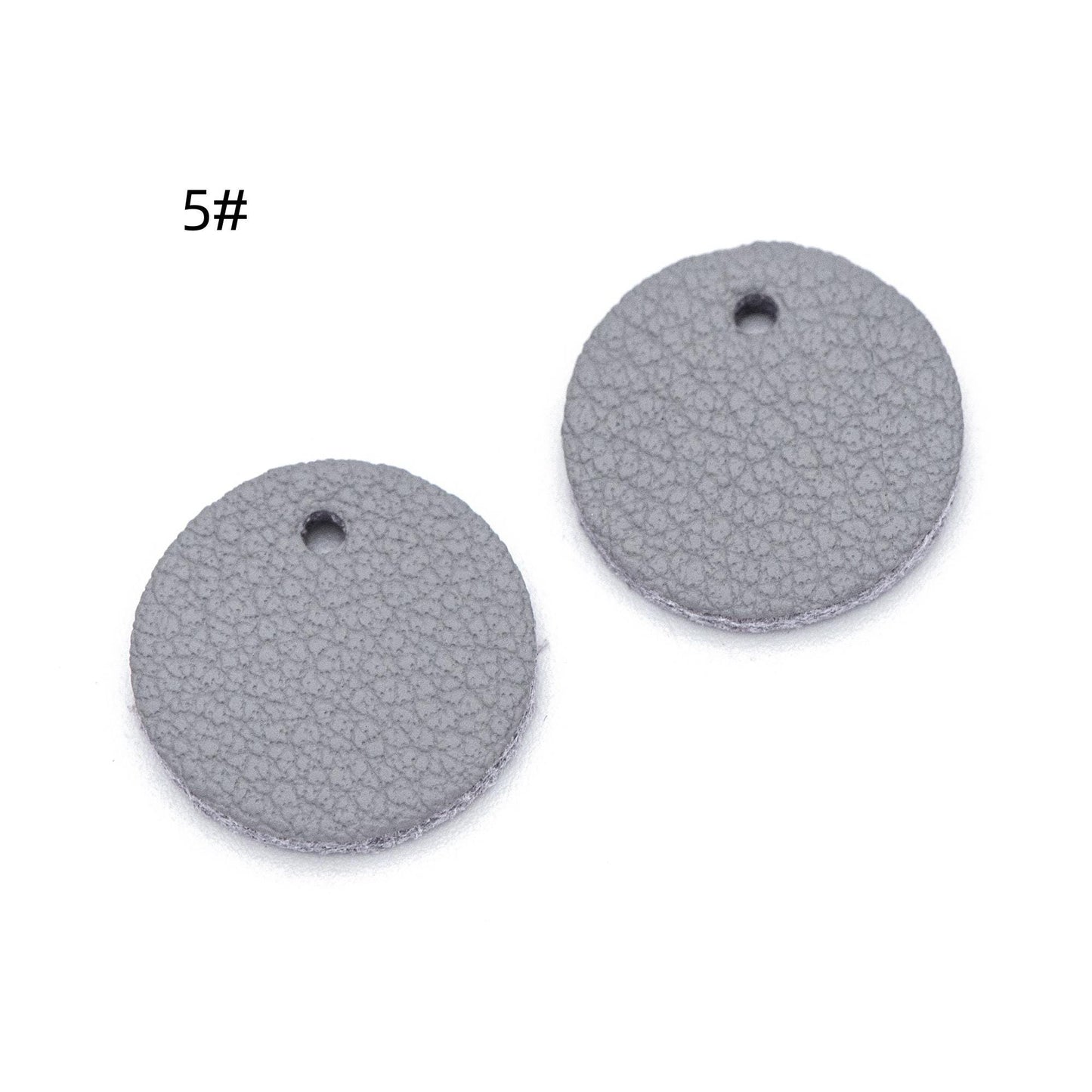10pcs Genuine Leather Round Charms 15mm, Flat Coin Disc Geometric Pendants, DIY Components for Earrings, (FB-062)