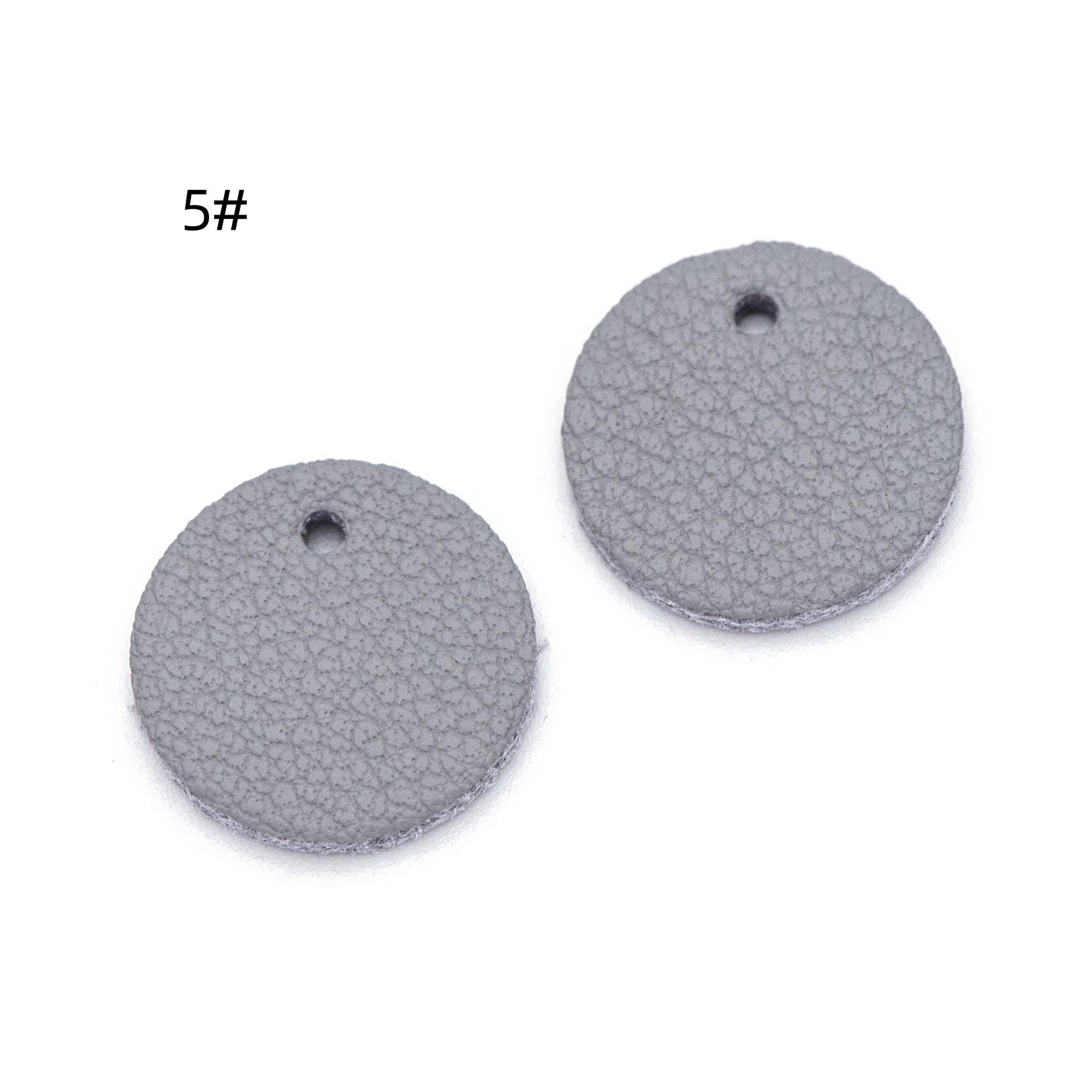 10pcs Genuine Leather Round Charms 15mm, Flat Coin Disc Geometric Pendants, DIY Components for Earrings, (FB-062)