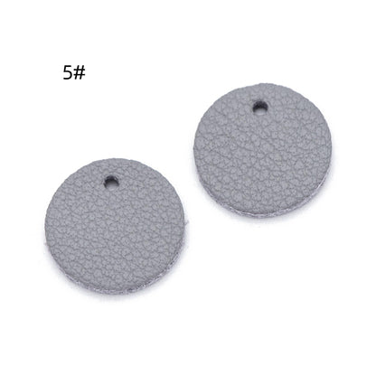 10pcs Genuine Leather Round Charms 15mm, Flat Coin Disc Geometric Pendants, DIY Components for Earrings, (FB-062)