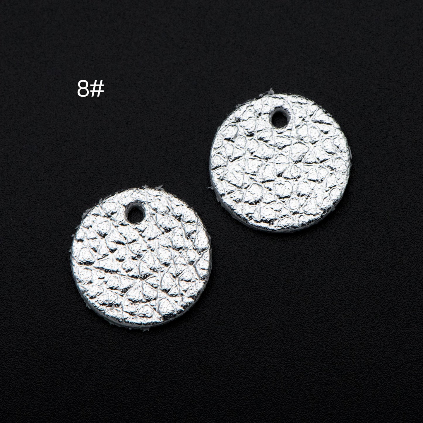 10pcs Genuine Leather Round Charms 15mm, Flat Coin Disc Geometric Pendants, DIY Components for Earrings, (FB-062)
