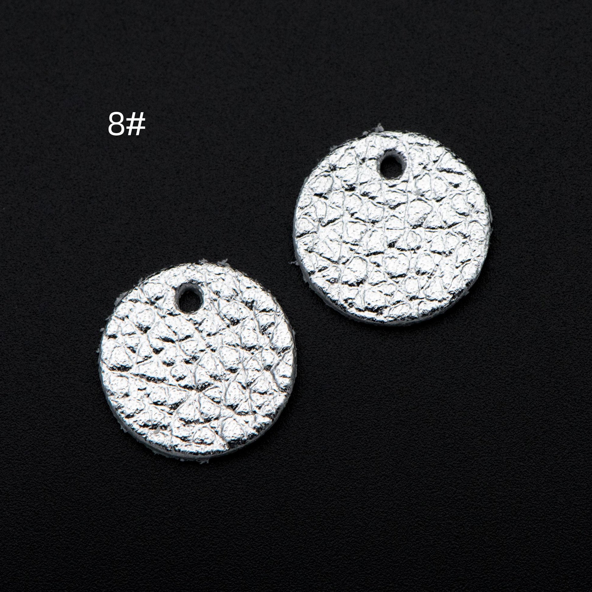 10pcs Genuine Leather Round Charms 15mm, Flat Coin Disc Geometric Pendants, DIY Components for Earrings, (FB-062)
