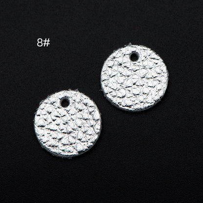 10pcs Genuine Leather Round Charms 15mm, Flat Coin Disc Geometric Pendants, DIY Components for Earrings, (FB-062)