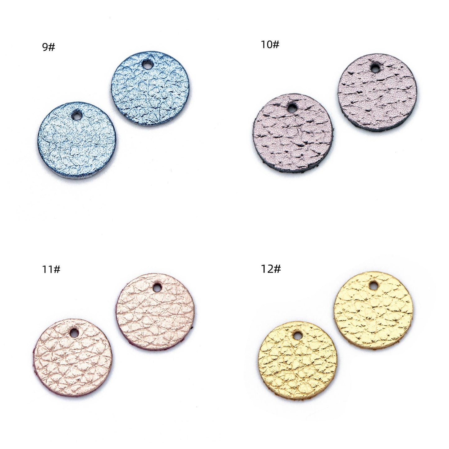 10pcs Genuine Leather Round Charms 15mm, Flat Coin Disc Geometric Pendants, DIY Components for Earrings, (FB-062)