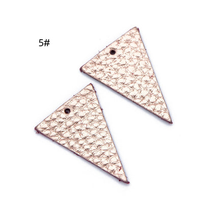 10pcs Triangle Leather Charms 35mm, Genuine Leather Geometric Pendants, (FB-064)