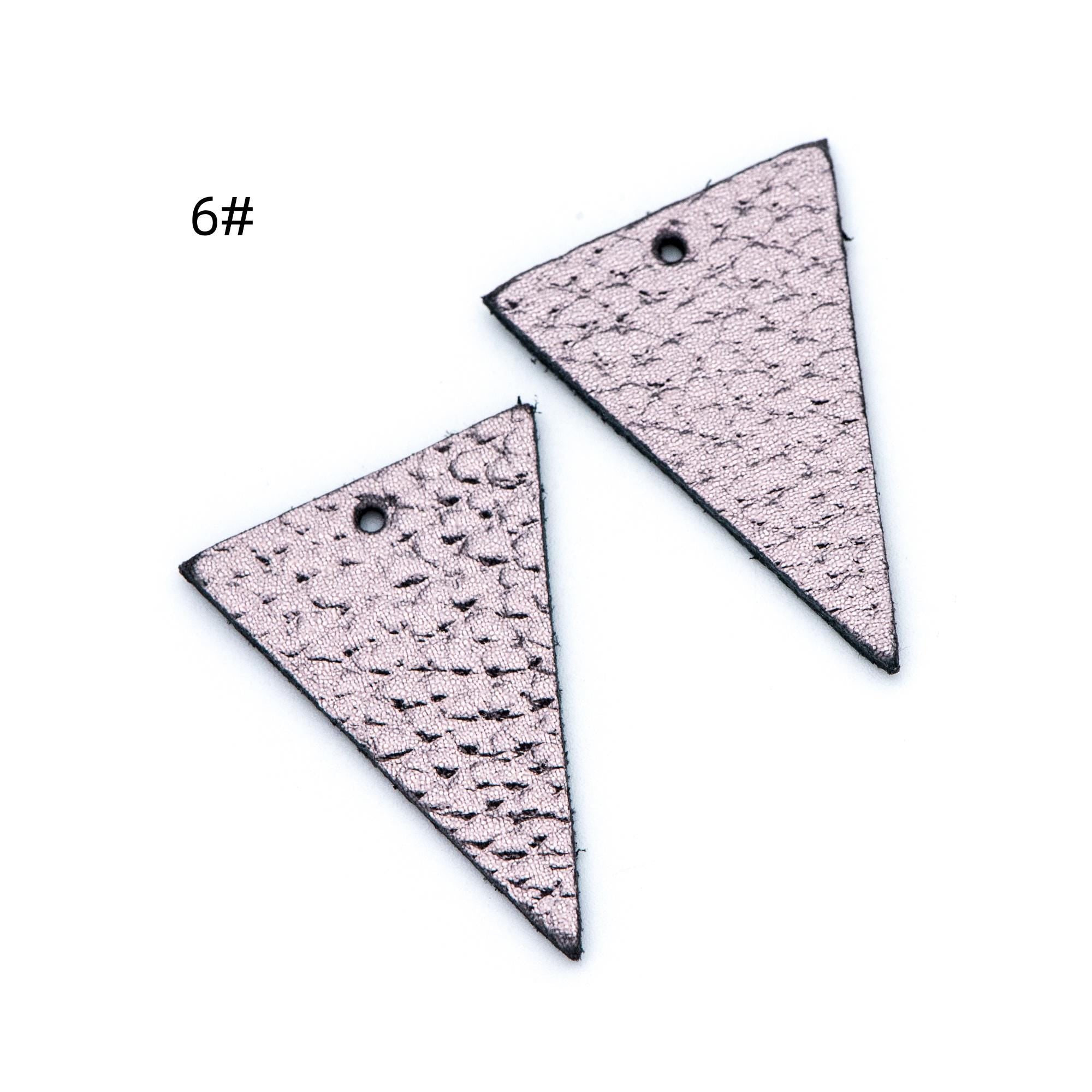 10pcs Triangle Leather Charms 35mm, Genuine Leather Geometric Pendants, (FB-064)