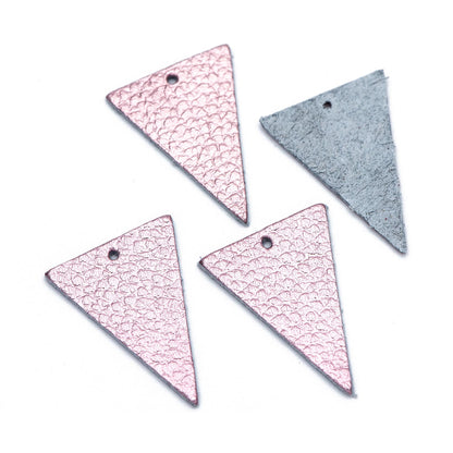 10pcs Triangle Leather Charms 35mm, Genuine Leather Geometric Pendants, (FB-064)