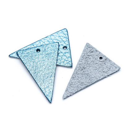 10pcs Triangle Leather Charms 35mm, Genuine Leather Geometric Pendants, (FB-064)