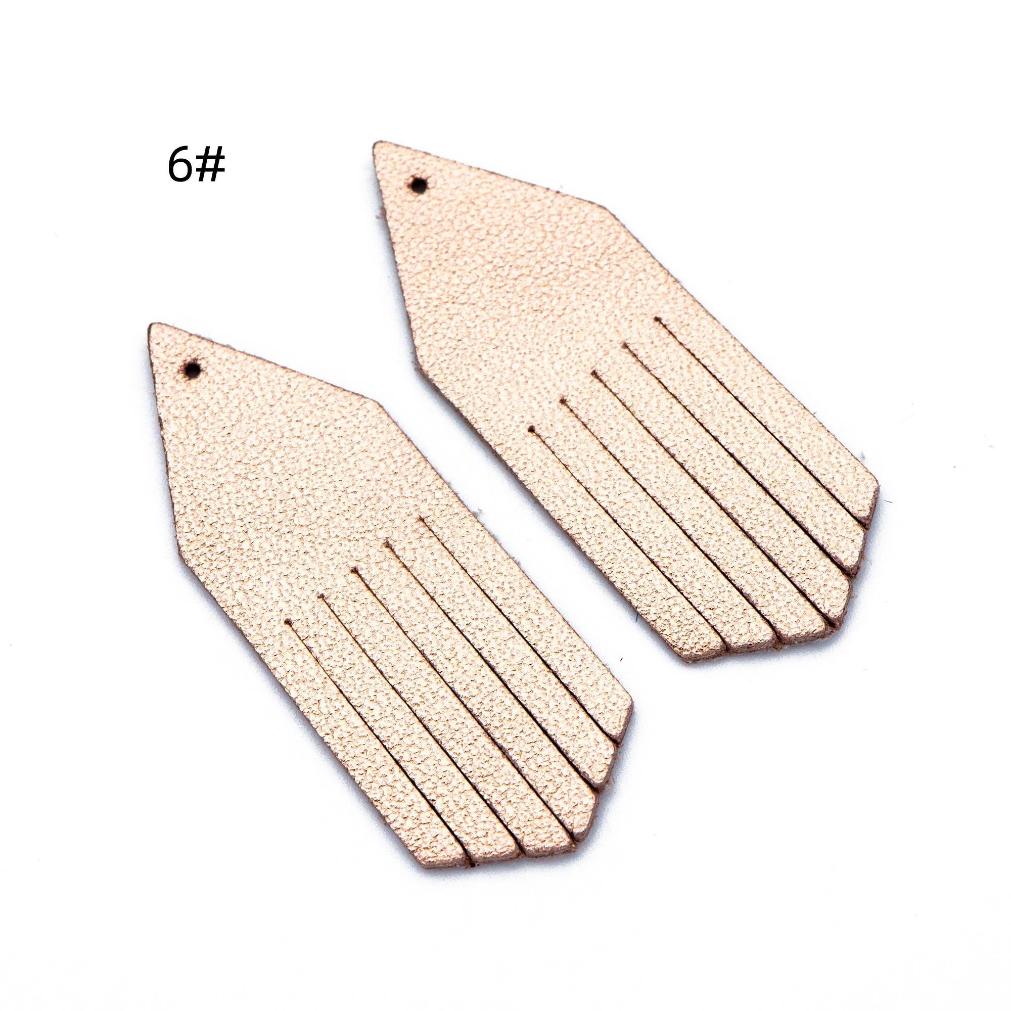 4pcs Genuine Leather Tassel Charm Pendants, Leather Earring Component Findings, (FB-065)