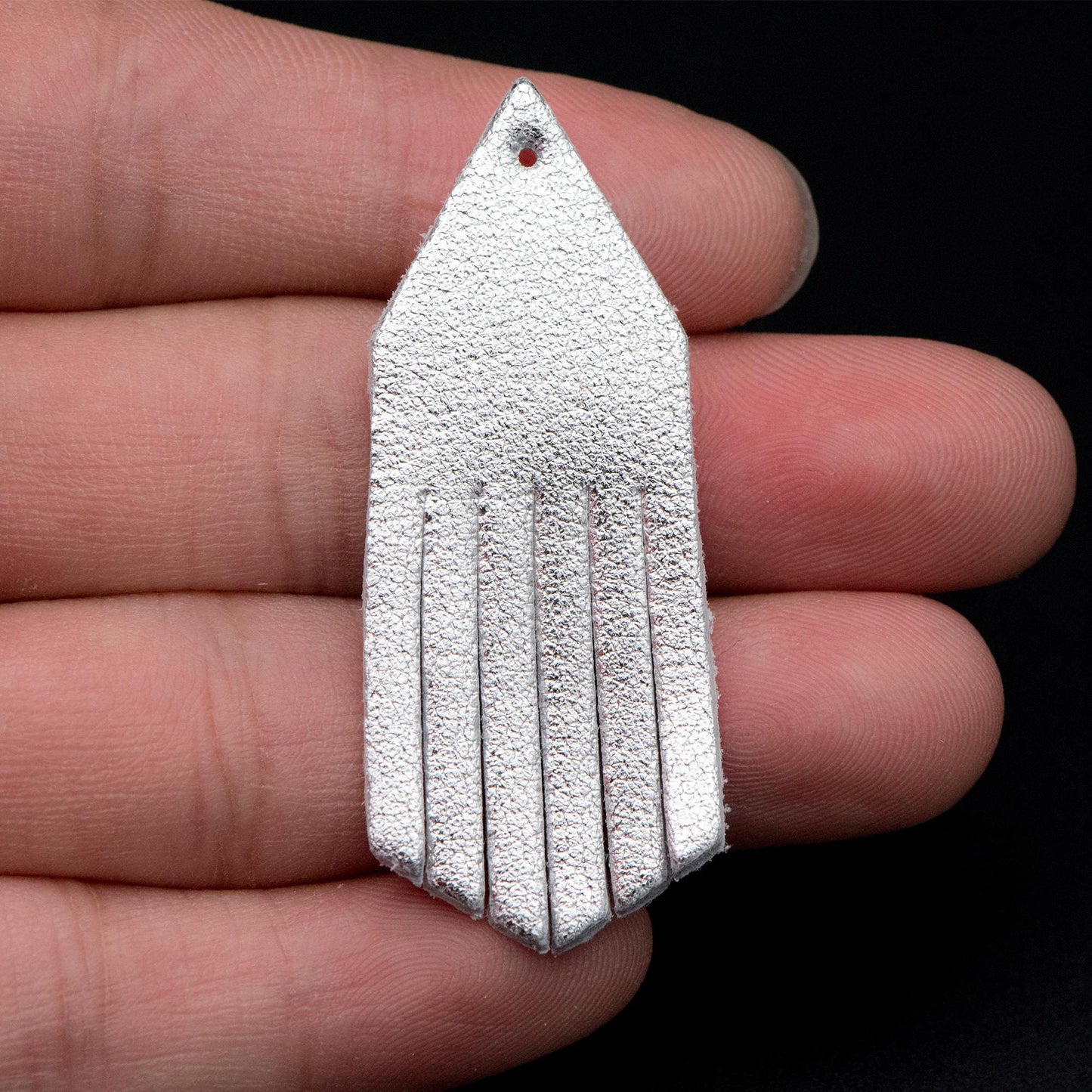 4pcs Genuine Leather Tassel Charm Pendants, Leather Earring Component Findings, (FB-065)