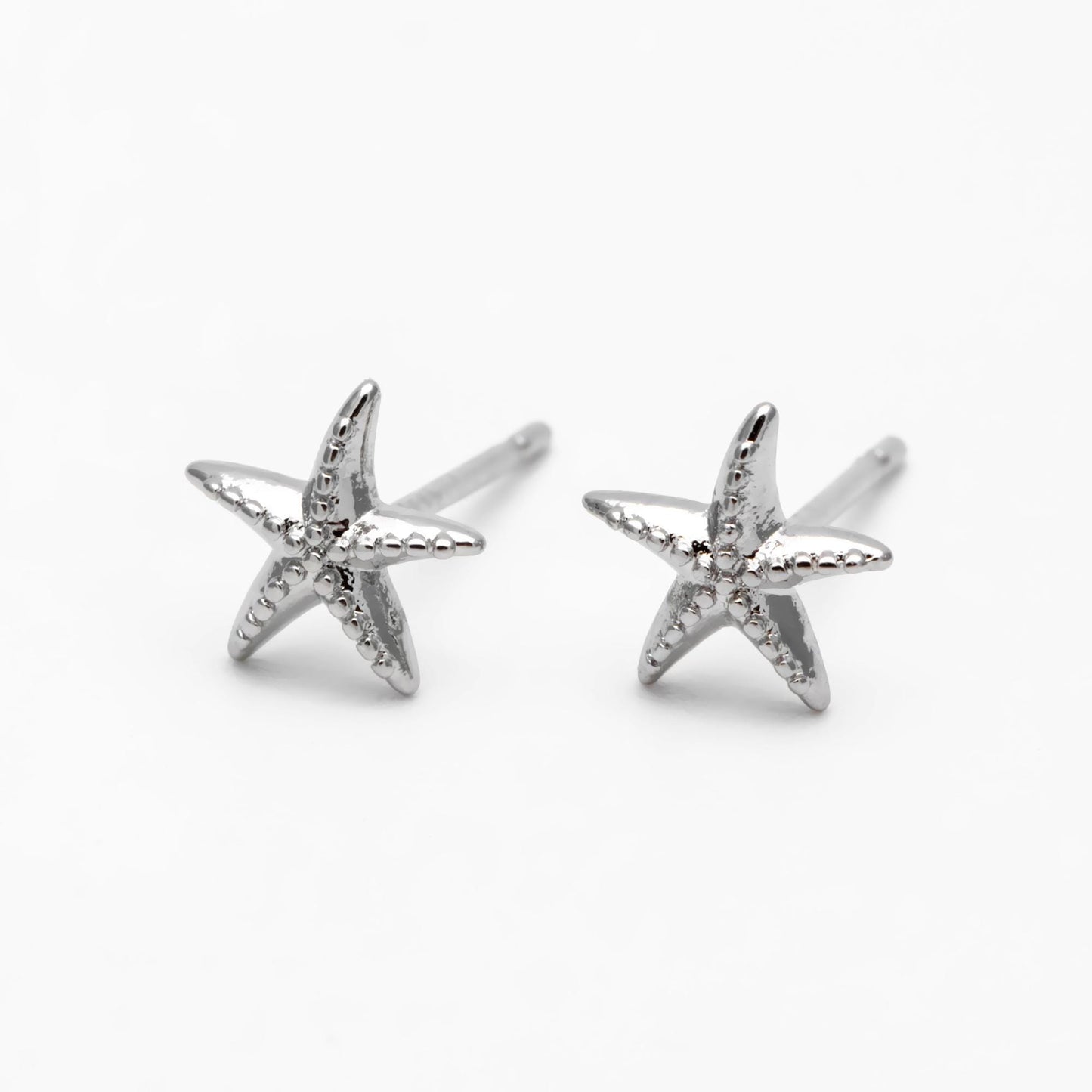 10pcs Gold/ Silver Starfish Ear Post, Real Gold/ Rhodium Plated Brass Star Stud Earrings (#GB-4662)