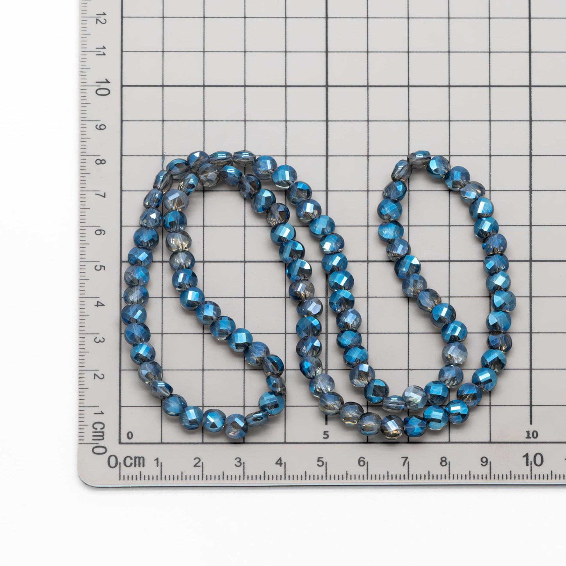 95pcs Faceted Coin Glass Beads, Crystal Round Button Beads 6mm, (TS-98)