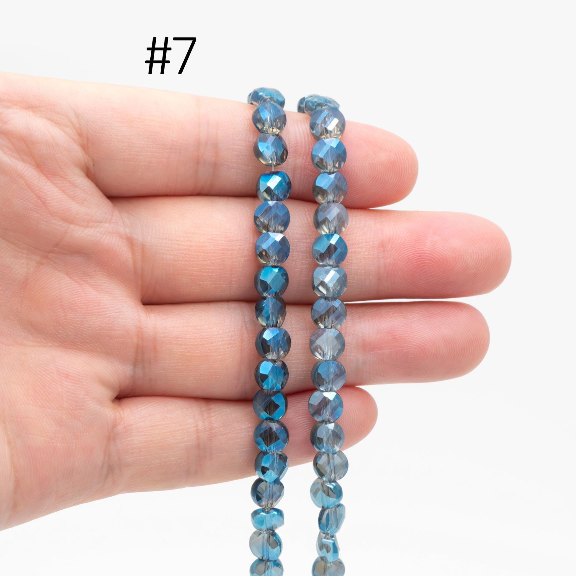 95pcs Faceted Coin Glass Beads, Crystal Round Button Beads 6mm, (TS-98)