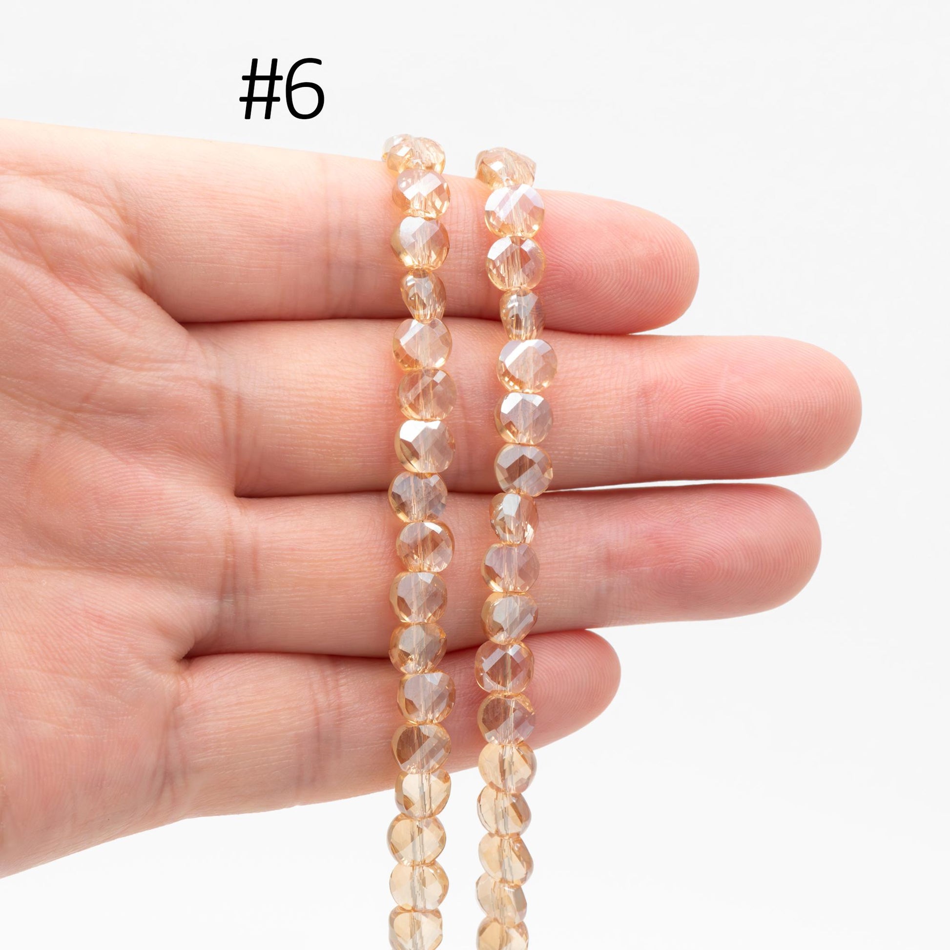 95pcs Faceted Coin Glass Beads, Crystal Round Button Beads 6mm, (TS-98)