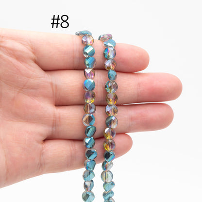 95pcs Faceted Coin Glass Beads, Crystal Round Button Beads 6mm, (TS-98)