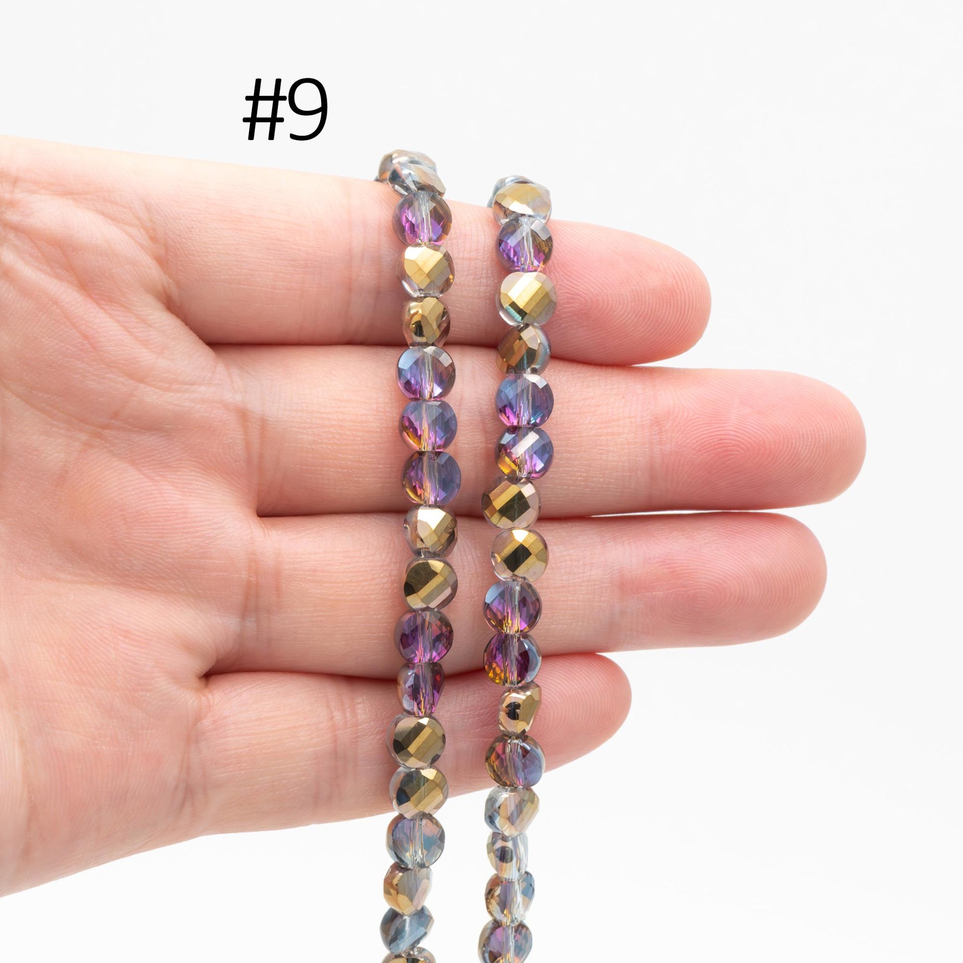 95pcs Faceted Coin Glass Beads, Crystal Round Button Beads 6mm, (TS-98)