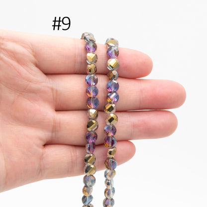 95pcs Faceted Coin Glass Beads, Crystal Round Button Beads 6mm, (TS-98)